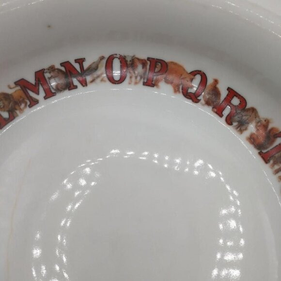 Alphabet-Themed Ceramic Dish Made In Thuringia Vintage White Bowl With Red Lette - Picture 5 of 7